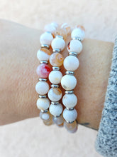 Load image into Gallery viewer, White Natural Agate &amp; Silver Empowered Elegance Beaded Bracelet - TJazelle