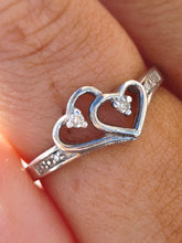 Load image into Gallery viewer, Diamond Double Heart Ring - 925 Sterling Silver