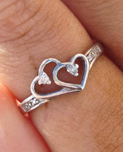 Load image into Gallery viewer, Diamond Double Heart Ring - 925 Sterling Silver