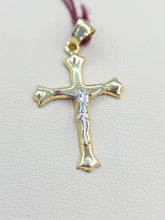 Load image into Gallery viewer, Two Tone Crucifix Cross Pendant - 14K Gold