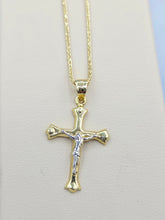 Load image into Gallery viewer, Two Tone Crucifix Cross Pendant - 14K Gold