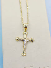 Load image into Gallery viewer, Two Tone Crucifix Cross Pendant - 14K Gold