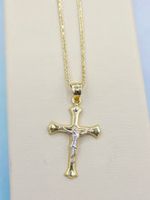 Load image into Gallery viewer, Two Tone Crucifix Cross Pendant - 14K Gold
