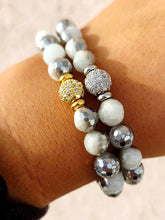 Load image into Gallery viewer, "Glow Getter" Silver Dipped Moonstone Beaded Bracelet - TJazelle x Marie's Exclusive