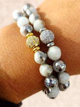 Load image into Gallery viewer, "Glow Getter" Silver Dipped Moonstone Beaded Bracelet - TJazelle x Marie's Exclusive