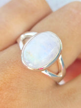 Load image into Gallery viewer, Oval Rainbow Moonstone Ring - Sterling Silver