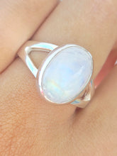 Load image into Gallery viewer, Oval Rainbow Moonstone Ring - Sterling Silver