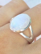 Load image into Gallery viewer, Oval Rainbow Moonstone Ring - Sterling Silver