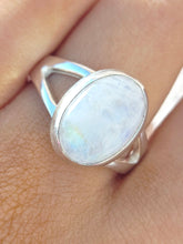 Load image into Gallery viewer, Oval Rainbow Moonstone Ring - Sterling Silver