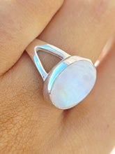 Load image into Gallery viewer, Oval Rainbow Moonstone Ring - Sterling Silver