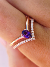 Load image into Gallery viewer, Amethyst &amp; Diamond Tiara Shaped Ring - 14K Rose Gold - Marie's Custom Design