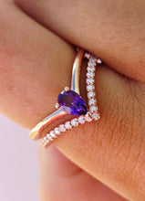 Load image into Gallery viewer, Amethyst &amp; Diamond Tiara Shaped Ring - 14K Rose Gold - Marie's Custom Design