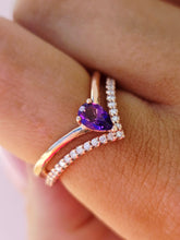 Load image into Gallery viewer, Amethyst &amp; Diamond Tiara Shaped Ring - 14K Rose Gold - Marie's Custom Design
