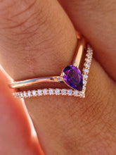 Load image into Gallery viewer, Amethyst &amp; Diamond Tiara Shaped Ring - 14K Rose Gold - Marie's Custom Design