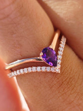 Load image into Gallery viewer, Amethyst &amp; Diamond Tiara Shaped Ring - 14K Rose Gold - Marie's Custom Design