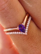 Load image into Gallery viewer, Amethyst &amp; Diamond Tiara Shaped Ring - 14K Rose Gold - Marie's Custom Design
