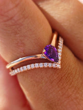 Load image into Gallery viewer, Amethyst &amp; Diamond Tiara Shaped Ring - 14K Rose Gold - Marie's Custom Design