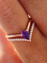 Load image into Gallery viewer, Amethyst &amp; Diamond Tiara Shaped Ring - 14K Rose Gold - Marie's Custom Design