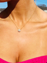 Load image into Gallery viewer, Yellow CZ with Halo Solitaire Necklace - Gold Plated Sterling Silver