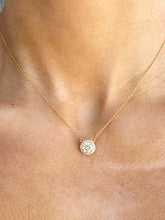 Load image into Gallery viewer, Yellow CZ with Halo Solitaire Necklace - Gold Plated Sterling Silver