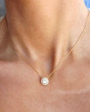 Load image into Gallery viewer, Yellow CZ with Halo Solitaire Necklace - Gold Plated Sterling Silver