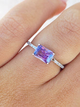 Load image into Gallery viewer, Purple CZ Emerald Cut Ring - Sterling Silver