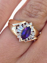 Load image into Gallery viewer, Amethyst and Diamond Ring - 14k Yellow Gold - Estate Piece