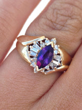 Load image into Gallery viewer, Amethyst and Diamond Ring - 14k Yellow Gold - Estate Piece