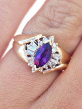Load image into Gallery viewer, Amethyst and Diamond Ring - 14k Yellow Gold - Estate Piece