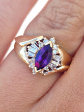 Load image into Gallery viewer, Amethyst and Diamond Ring - 14k Yellow Gold - Estate Piece