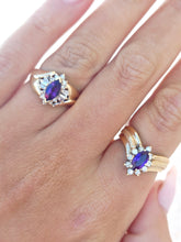 Load image into Gallery viewer, V Shaped Amethyst and Diamond Ring - 14k Yellow Gold - Estate Piece