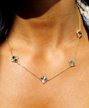 Load image into Gallery viewer, Diamond Cut Clover Station Necklace - Gold Plated Sterling Silver