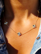 Load image into Gallery viewer, Diamond Cut Clover Station Necklace - Gold Plated Sterling Silver