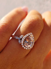 Load image into Gallery viewer, Pear Shaped Morganite and Diamond Ring - 14K Rose Gold