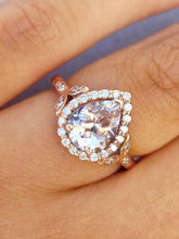 Load image into Gallery viewer, Pear Shaped Morganite and Diamond Ring - 14K Rose Gold