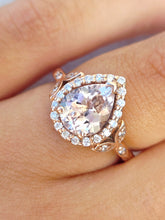Load image into Gallery viewer, Pear Shaped Morganite and Diamond Ring - 14K Rose Gold