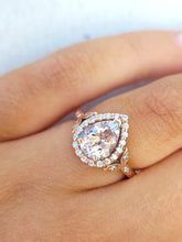 Load image into Gallery viewer, Pear Shaped Morganite and Diamond Ring - 14K Rose Gold
