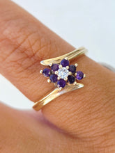 Load image into Gallery viewer, Amethyst &amp; Diamond By Pass Ring - 14K Gold