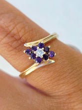 Load image into Gallery viewer, Amethyst &amp; Diamond By Pass Ring - 14K Gold