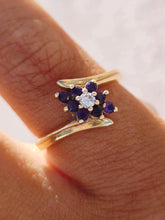 Load image into Gallery viewer, Amethyst &amp; Diamond By Pass Ring - 14K Gold