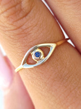 Load image into Gallery viewer, Evil Eye Ring - 14K Yellow Gold