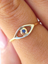 Load image into Gallery viewer, Evil Eye Ring - 14K Yellow Gold