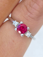 Load image into Gallery viewer, Created Ruby &amp; Diamond Band - 14K White Gold