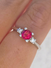 Load image into Gallery viewer, Created Ruby &amp; Diamond Band - 14K White Gold