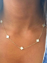 Load image into Gallery viewer, Mini White Mother Of Pearl Clover Five Station Necklace - Sterling Silver