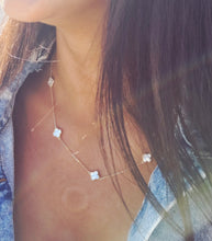 Load image into Gallery viewer, Mini White Mother Of Pearl Clover Five Station Necklace - Sterling Silver