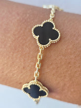 Load image into Gallery viewer, Black Onyx Clover Station Bracelet