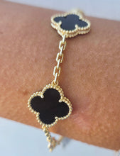 Load image into Gallery viewer, Black Onyx Clover Station Bracelet