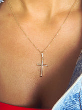 Load image into Gallery viewer, Plain Gold Cross &amp; Chain - 14K Yellow Gold