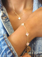 Load image into Gallery viewer, Mini Pink Mother of Pearl Clover Station Bracelet